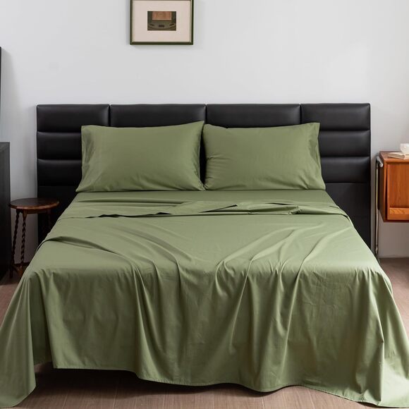 Bed Sheets Set  4 Piece Bedding Sage Green  Wrinkle Fade Stain Resistant - Picture 2 of 5